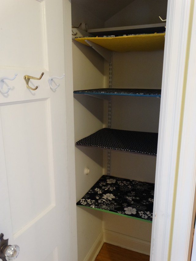 Fabric covered shelves 1